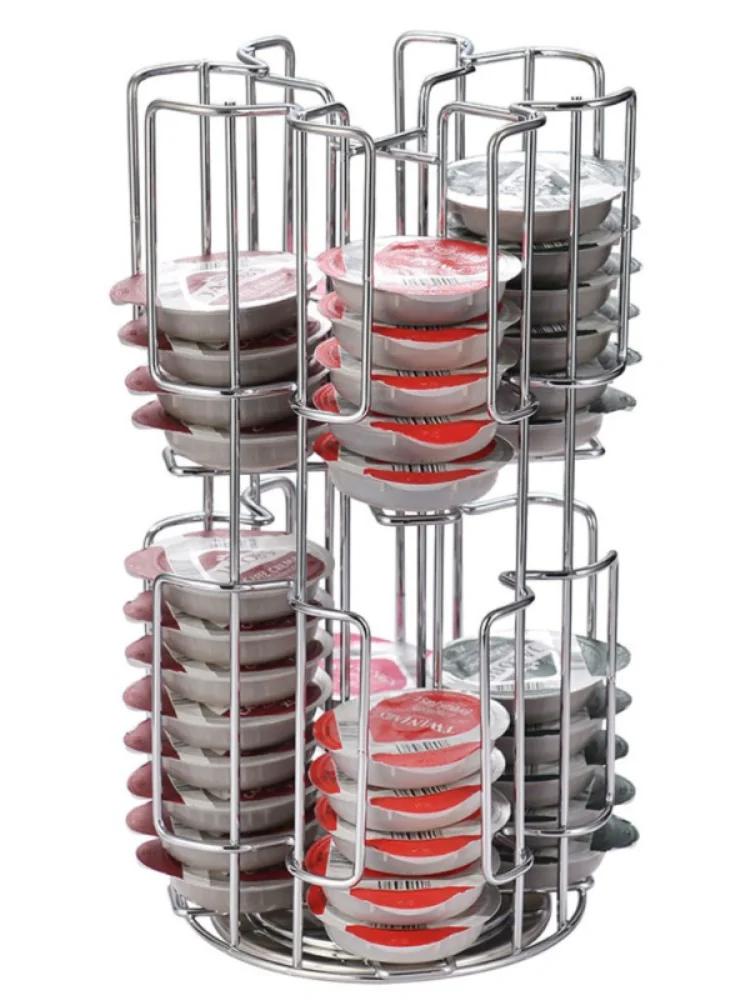 

2021 Новый высокопроизводительный вращающийся держатель для хранения кофейных капсул 64 шт. Tassimo Rack Display Tea Set Аксессуары для бариста серебряный