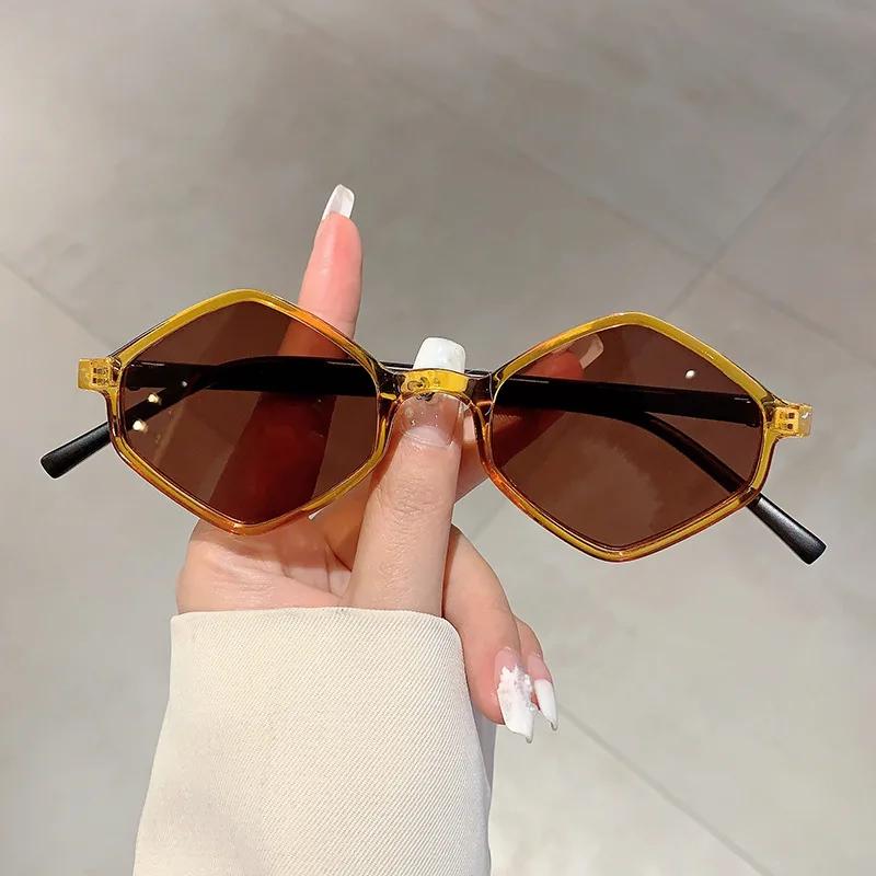 New In Vintage Luxury Brand Designer Irregular Rhombic Sunglasses Women For Men Sun Glasses Trendy Punk Popular Pink Shade Uv400