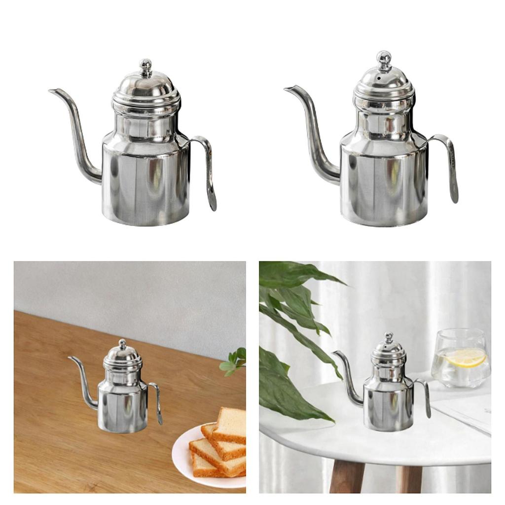 Stainless Steel Oil Container 450ml Leakproof Dispenser Pot for Cooking Camping Home Kitchen