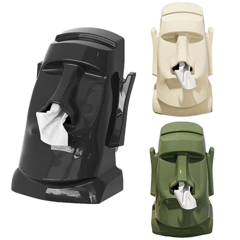 Moai Statue Tissue Box 3 in 1 Headphone Bracket Creative Paper Towel Box  Car Decor
