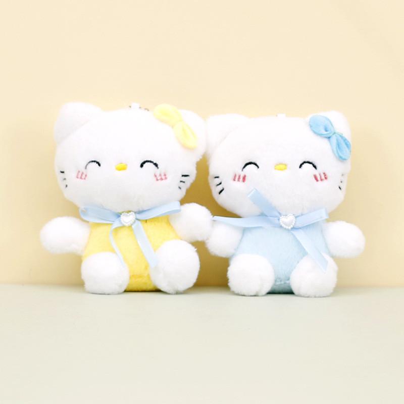 Adorable Plush Cat Keychain With Cute Bow Soft Pp Cotton Mini Cat Doll