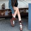 Old Money Wind Boxing Boots Women's 2025 New Leather Straps Martin Boots Women's Thick-soled Inner Height-increasing Short Locomotive Boots