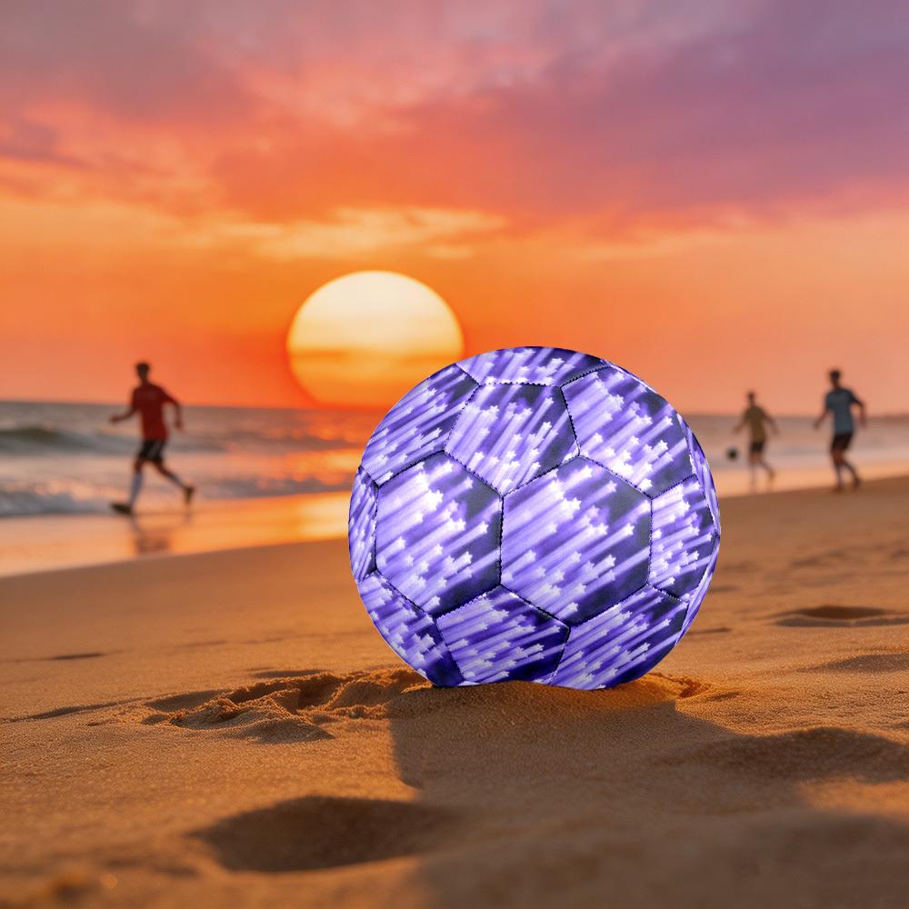 1pc Purple Star Lights Theme Soccer Ball Football, Size 5, Lightweight PVC, Outdoor Training Soccer Ball,Gift j6143 Size 5