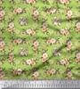 Soimoi Blue Poly Crepe Fabric Begonia & Peony Floral Print Fabric by the Yard 42 Inch