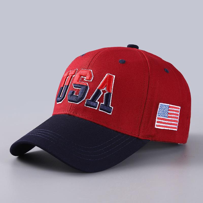 Hat Large Embroidered Cotton American Flag Baseball Cap Classic USA Curved Brim Cap Batch