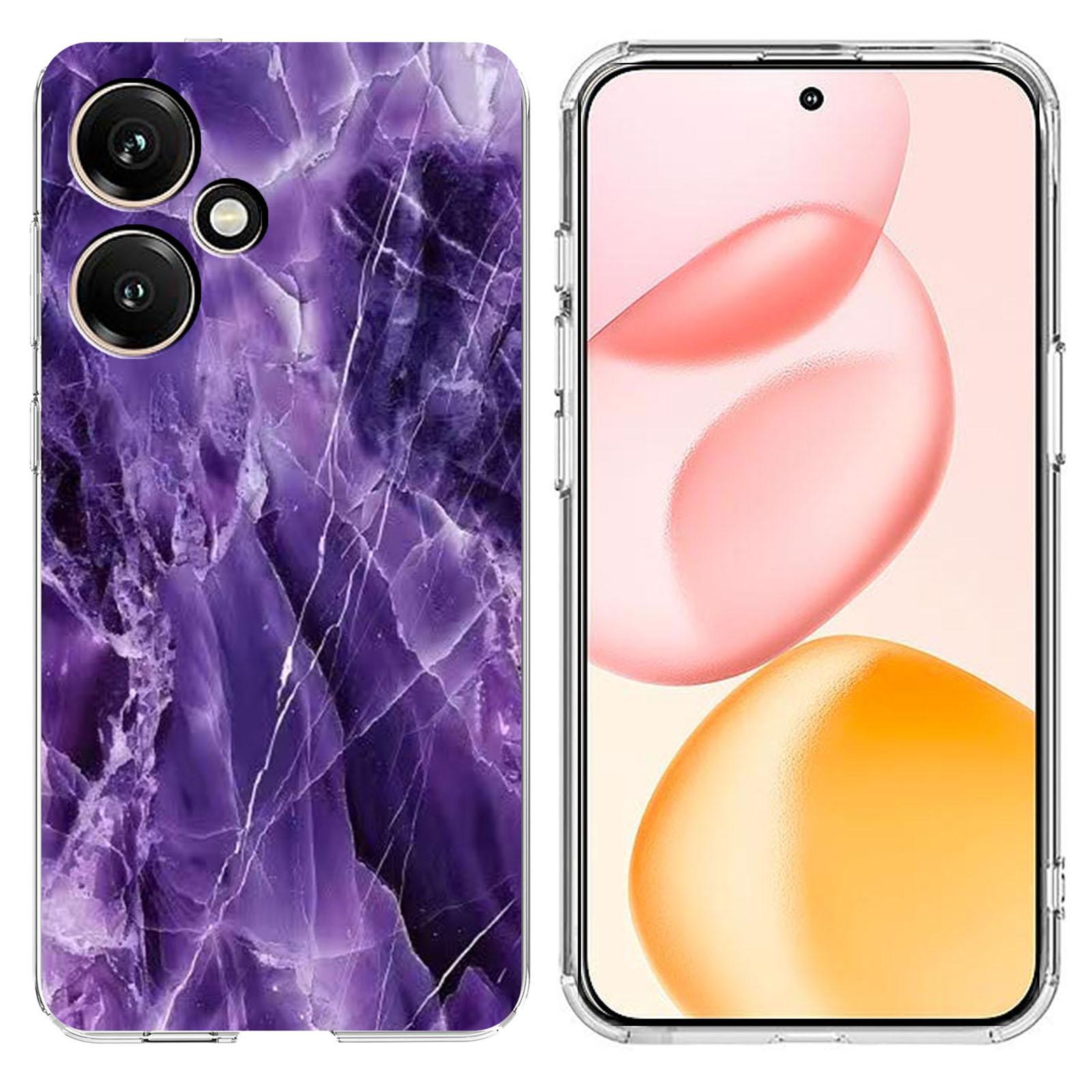 

Для Honor 400 5G (Глобальный) Чехол Печать Мраморный Узор Мягкий ТПУ Чехол для Телефона Purple