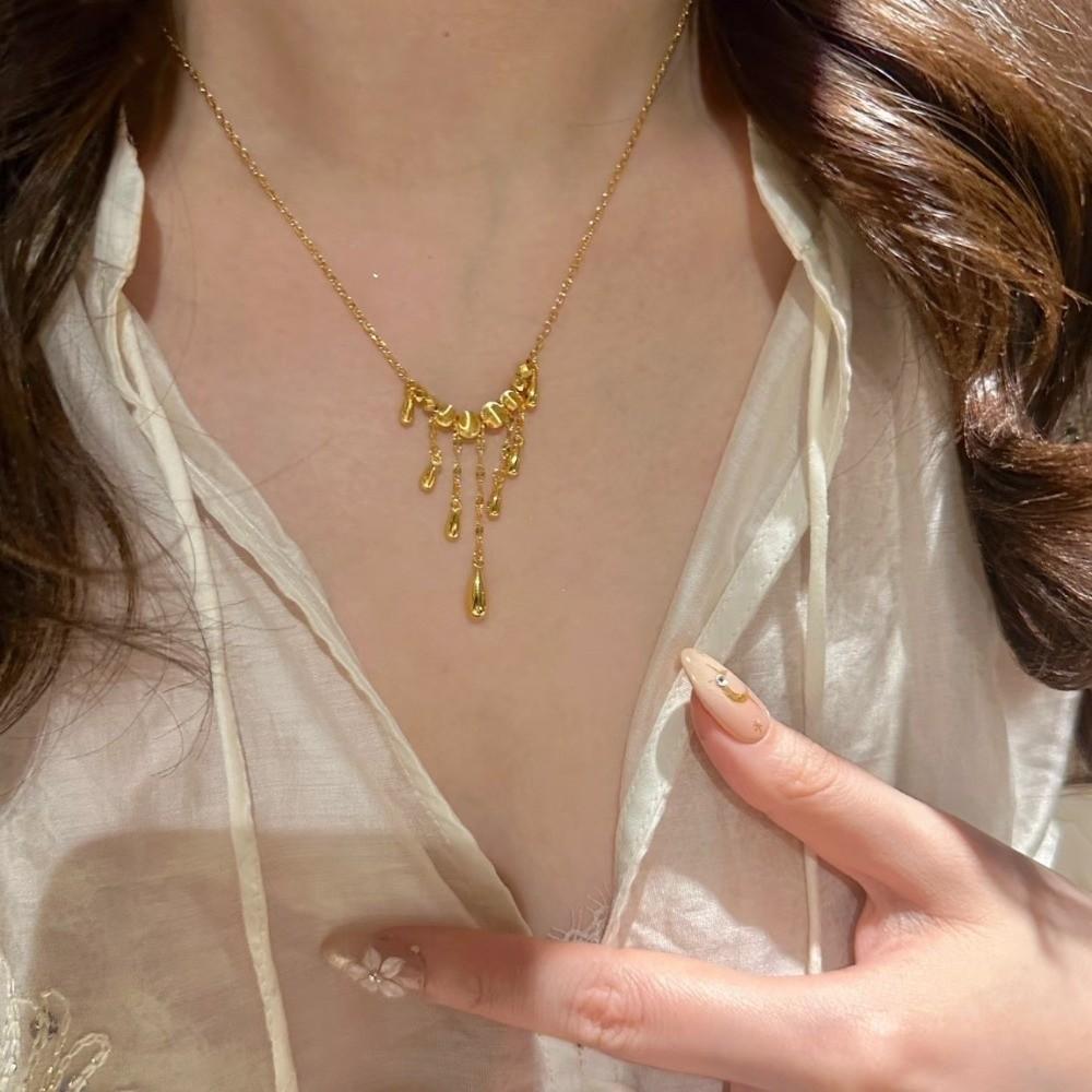 Elegant Luxury Tassel Necklace Versatile Retro Waterdrop Necklace Minimalist Style Exquisite Retro Necklace Women Fashion