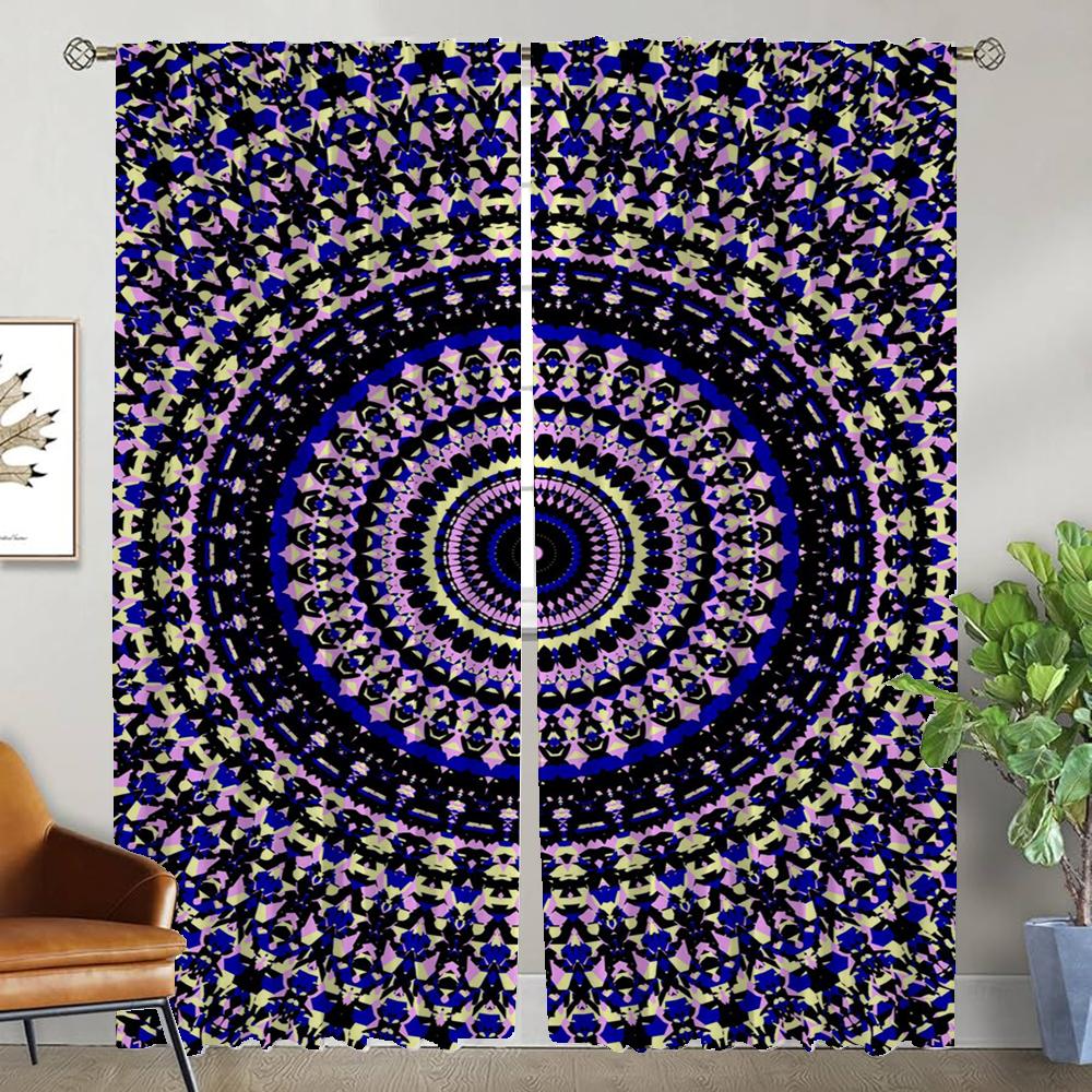 Blackout Curtain for Room 2 Panel Trippy Vibrant Mandalas Elegant Room Curtains Home Interior Curtains Partition Shades Living