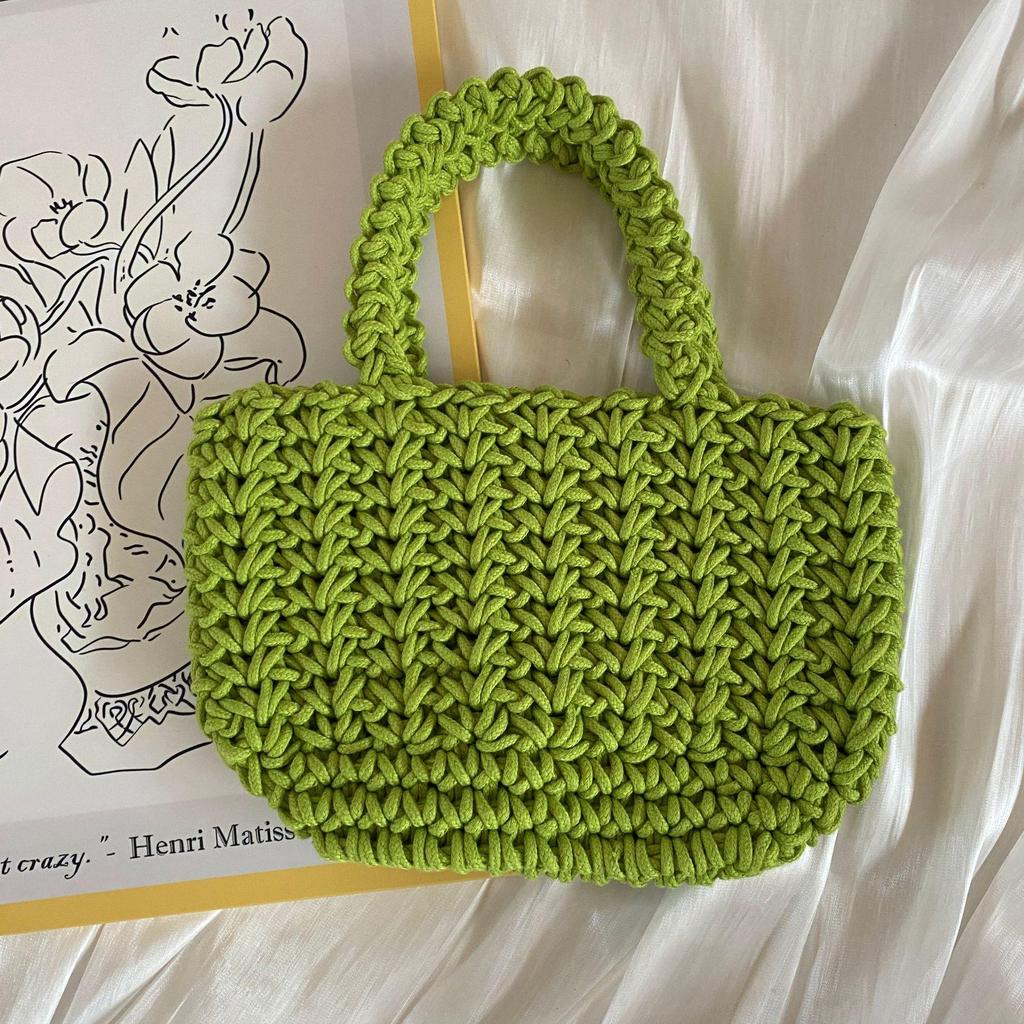 Handmade Straw Woven Women's Handbag - Trendy Ladies Net Red Bag