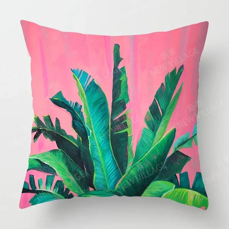 

Скандинавский Осенний Домашний Декор Осенняя Наволочка Подушка для Дивана Современный Лист Растение Зеленый 66x66cm