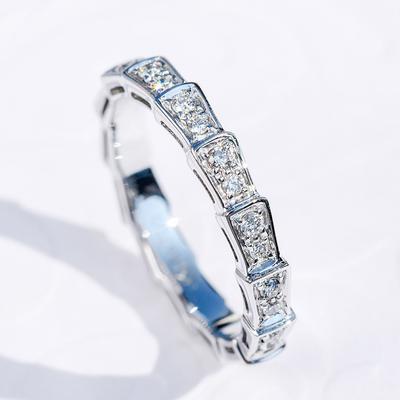 Korean Version of The Fine Snake Ring Micro Inlaid with Diamonds  Versatile Style for Men and Women