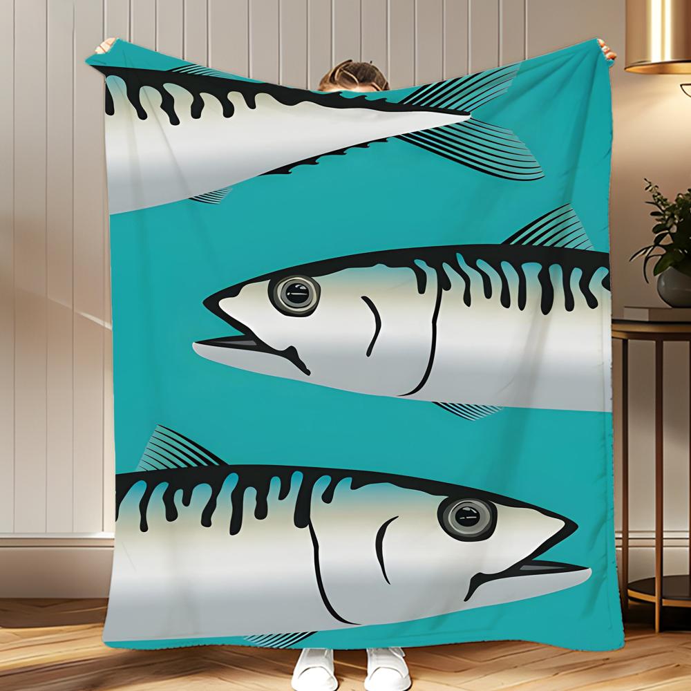 Popular Art Theme Colorful Fish Throw Soft Coral Fleece Blanket 310gsm Fluffy Warm Throw for Sofa Bed Couch Bedroom Decor