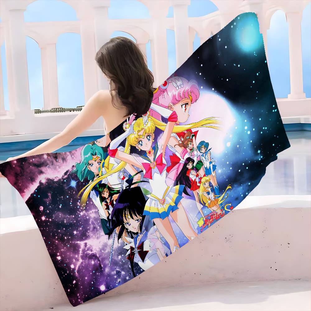 Anime R-Role S-Sailor M-Moon Große Mikrofaser Strandtücher Schnelltrocknendes Handtuch Sandstrandtücher Poolhandtuch für Reisen Schwimmbad Yoga