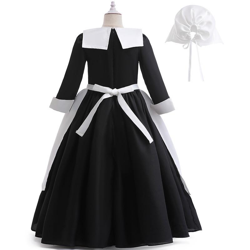 Wednesday Cosplay Girl Dress Set With Satin Fabric For Middle School Girls