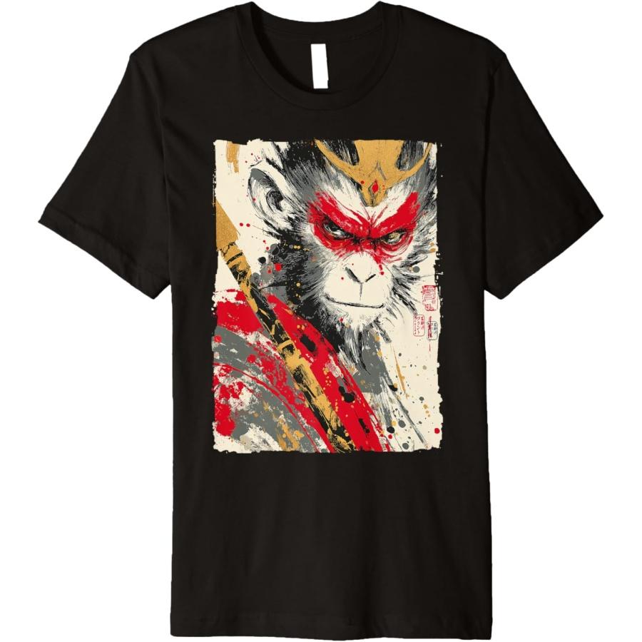 Sun Wukong Monkey King Fierce Modern Japanese Art Gift Premium T-Shirt(1) XXXXXL чёрный