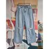 Foreign Trade Original Order RVC * a Coco American Vintage Washed Ripped Loose Slimming Straight Wide Leg Jeans 1304
