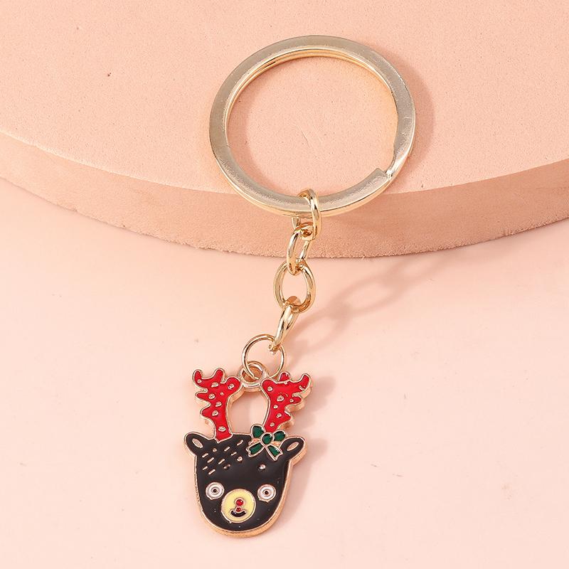 Cute Enamel Christmas Keychain Snowman Santa Claus Key Ring Pendants for Women Girls Handbag Decor DIY Handmade Jewelry Gifts