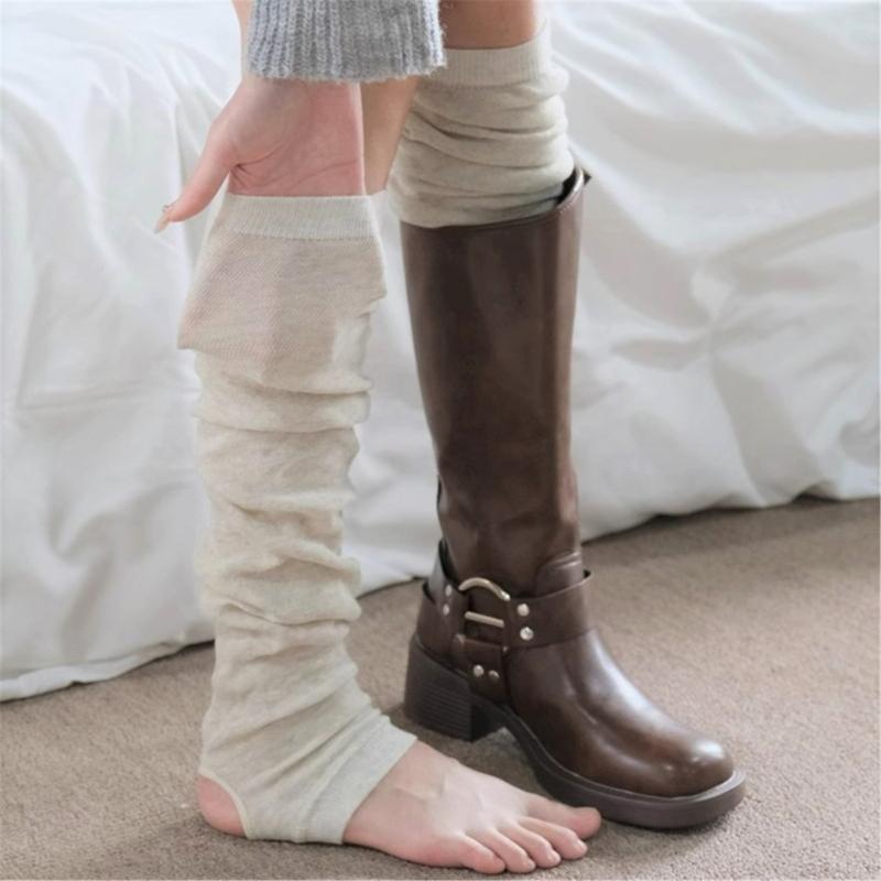 Stretch Leg Warmers Teens Girls Tube Socks Japanese JK Socks Footed Leggings