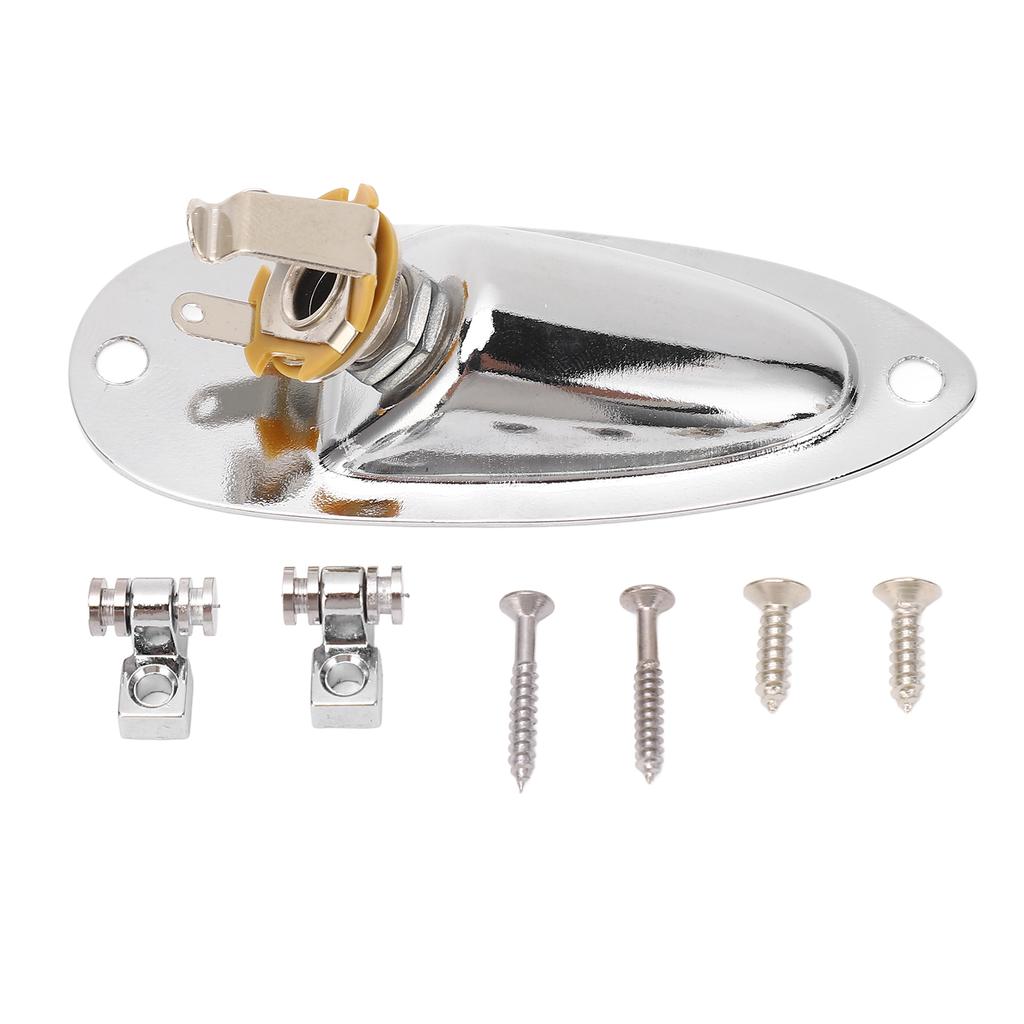 Guitar Input Jack Boat Style 6.35mm Metal Electric Guitar Input Output Socket with 2 String Fixators