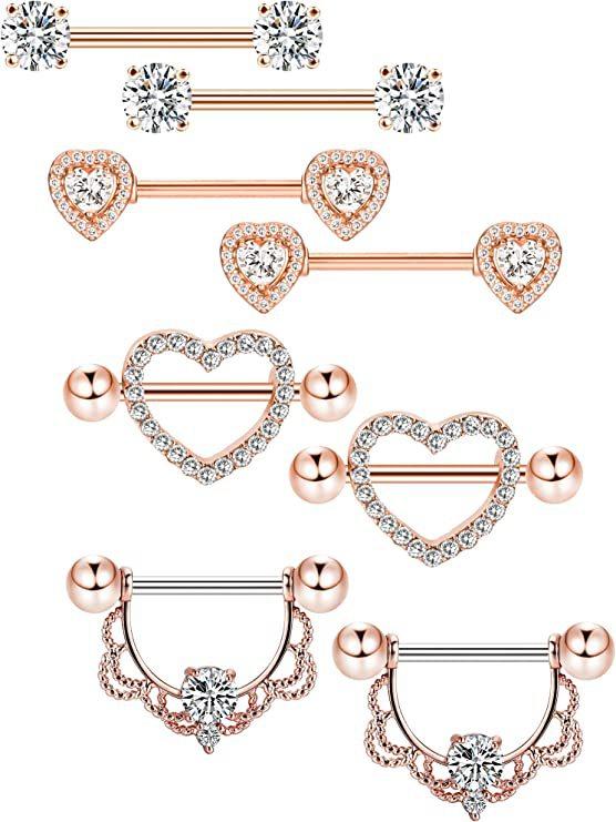 Stainless steel body piercing jewelry set - heart-shaped body piercing jewelry