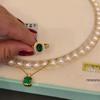 18K Gold-Plated European Retro Emerald Gemstone Women's Ring