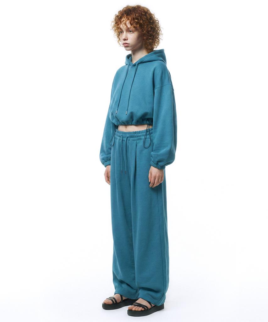 PRINOAR String Single-Pleat Wide Pants - Peacock Green
