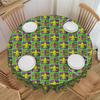 Round Fleur De Lyse Tablecloth Waterproof Oil-Proof Table Cover 70 Inch Mardis Gras Table Cloth