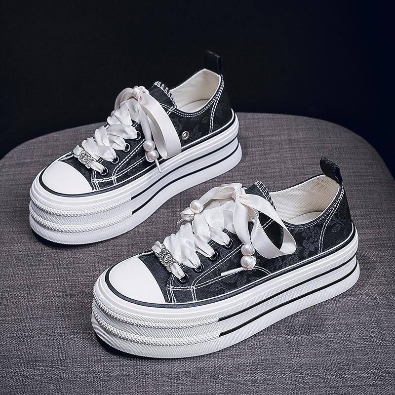 Platform Canvas Shoes Student Board Shoes Casual Versatile Trendy Single Shoes Little White Shoes