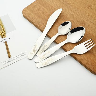 4pcs Cartoon Pictures Silverware Tableware Set Portable Dinner Fork Knife Small Spoon 304 Stainless Steel Flatware Set