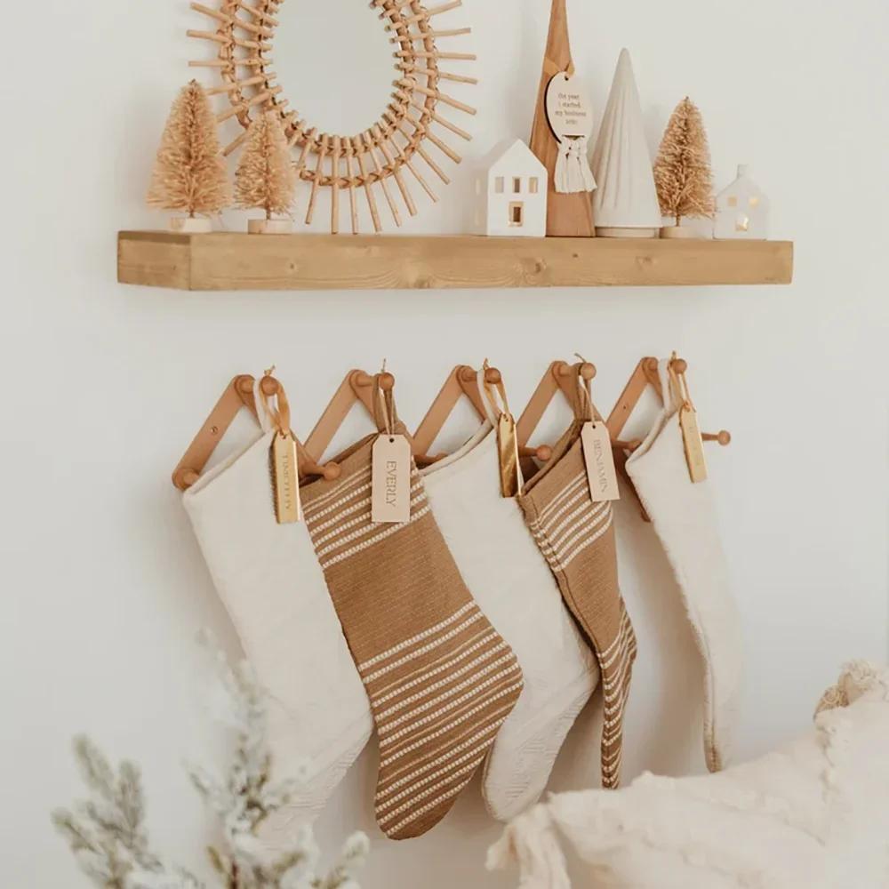 Personalized 3Pcs Acrylic Stocking Tag Christmas Stocking Name Tag Wedding Favor Guest Place Cards Xmas Fireplace Tree Decor