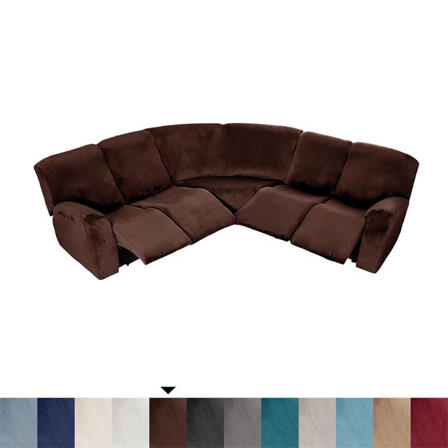 5 Seater Recliner Sofa Covers Stretch L Shape Sectional Sofa Slipcovers For Living Room Thicken Velvet Armchair Couch Covers