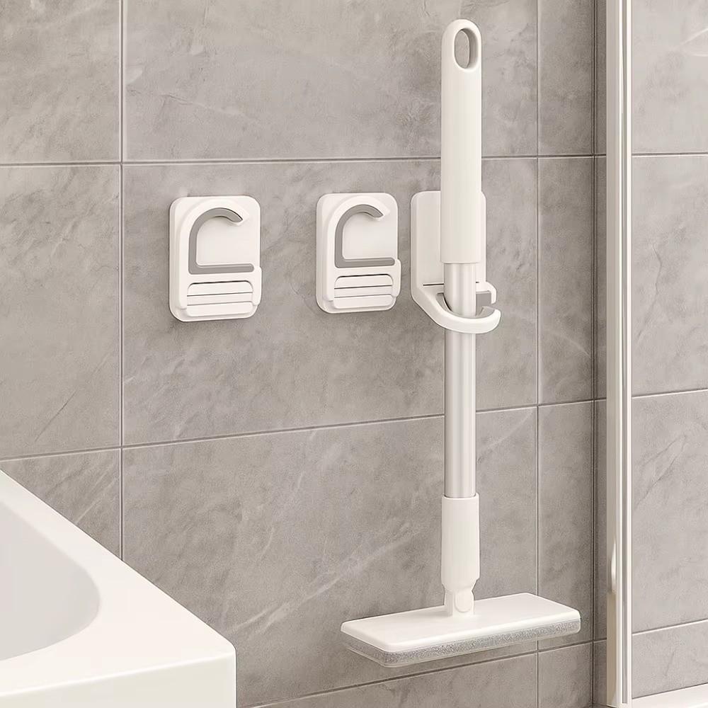3pcs Wall Mount Mop Holder Self-Adhesive Hanger Storage Hook Utility Mop Clip  Home Organization