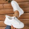 Fashion White Round Toe Sneaker Women Spring Autumn 2025 Lace-Up Walking Shoes Woman Daily Platform Female Sports Shoes