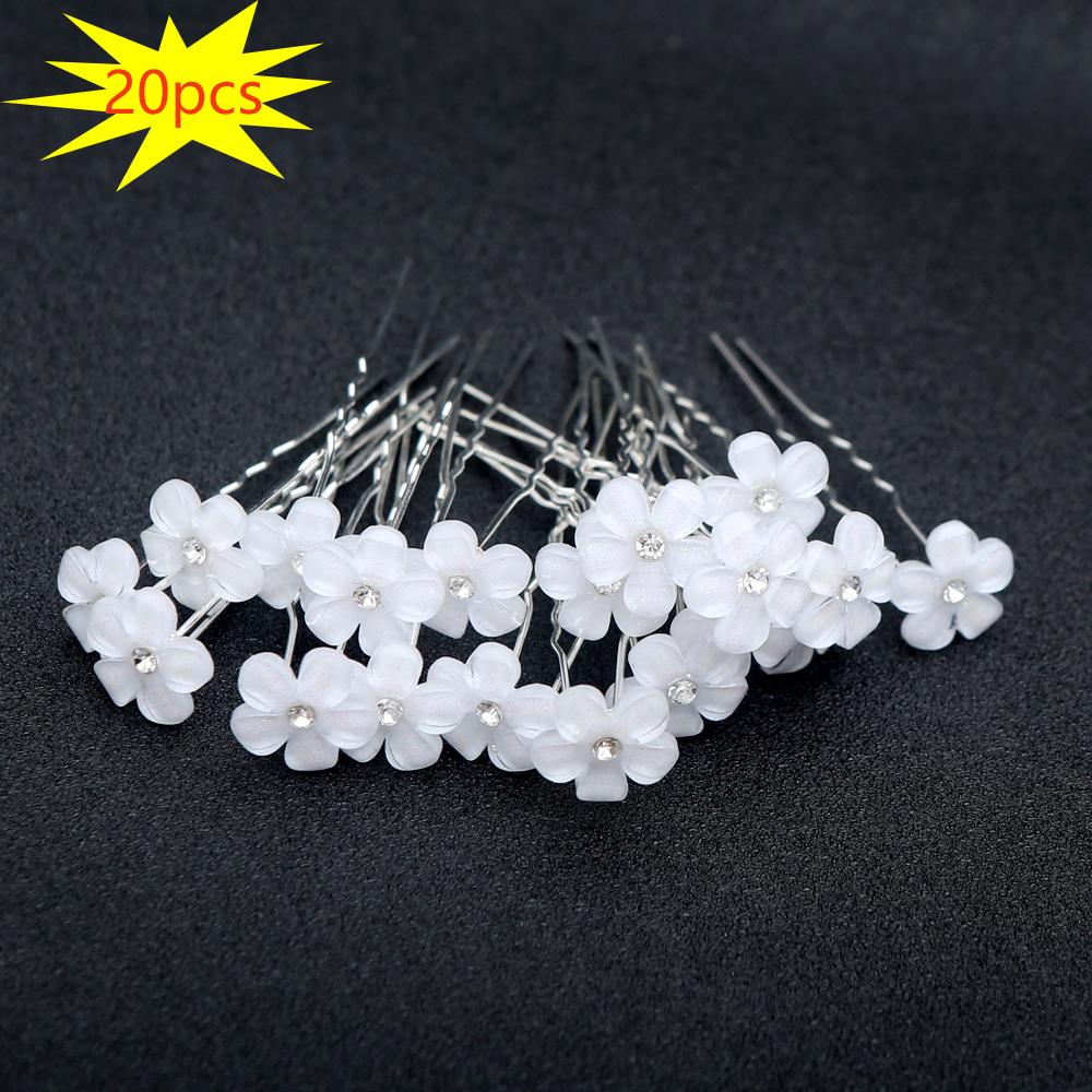 

20pcs Fashion Elegant Bridal Pearl Hair Sticks with Crystal Floral Accents Wedding Hairpin Boxed Birthday Present