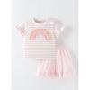 Cross-Border Malwee Girls' Two-Piece Summer Outfit New European and American Style Casual Striped Top and Children's Pants Set