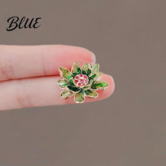Meaningful Gift Accessory Chinese Style Enamel Brooch Sparkling Rhinestones Flower