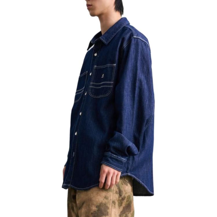 Converse Shirts Men's Blue A01 Lapel Moderate 10028411-A01