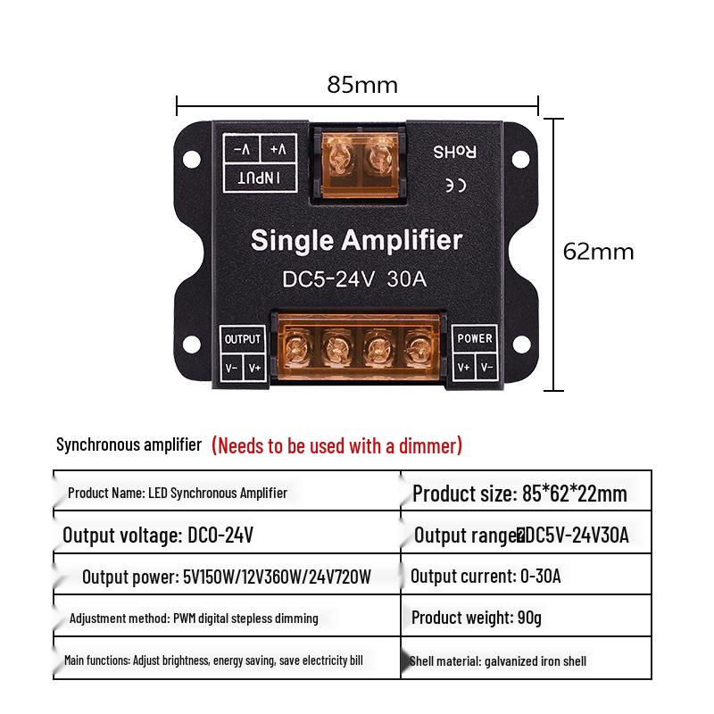 DC 12V-24V 30A LED Dimmer Switch: Stepless Brightness Control Knob