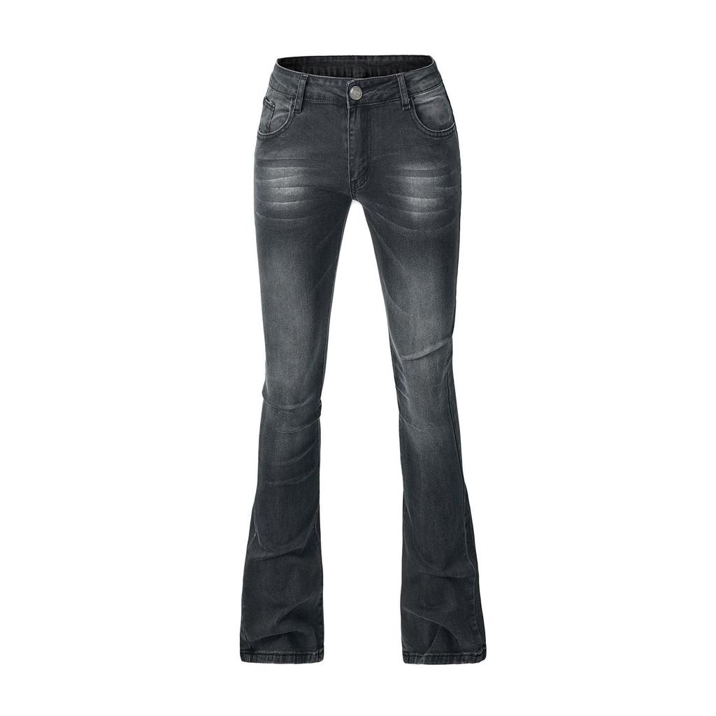 European & North American Women's Elastic Bell Bottom Fringe Jeans