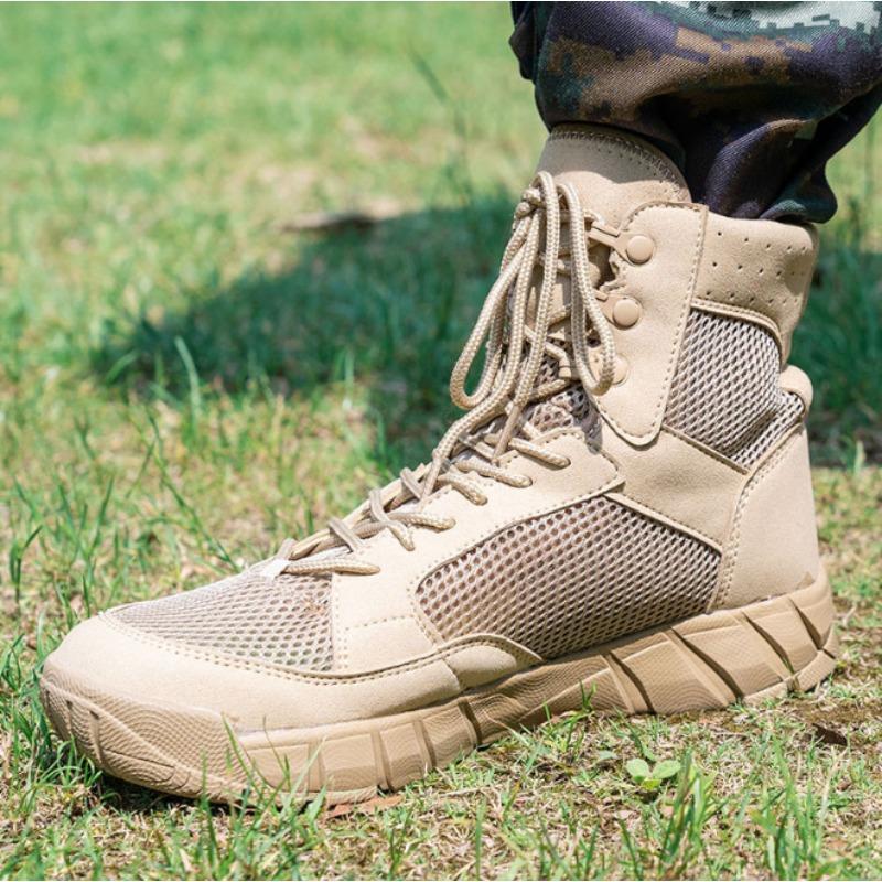 Fashion Mens Outdoor Hiking Climbing Shoes Tactical Boots Ultralight Training Desert Combat Boots Male Mesh Sneakers Solid Sole 37-46