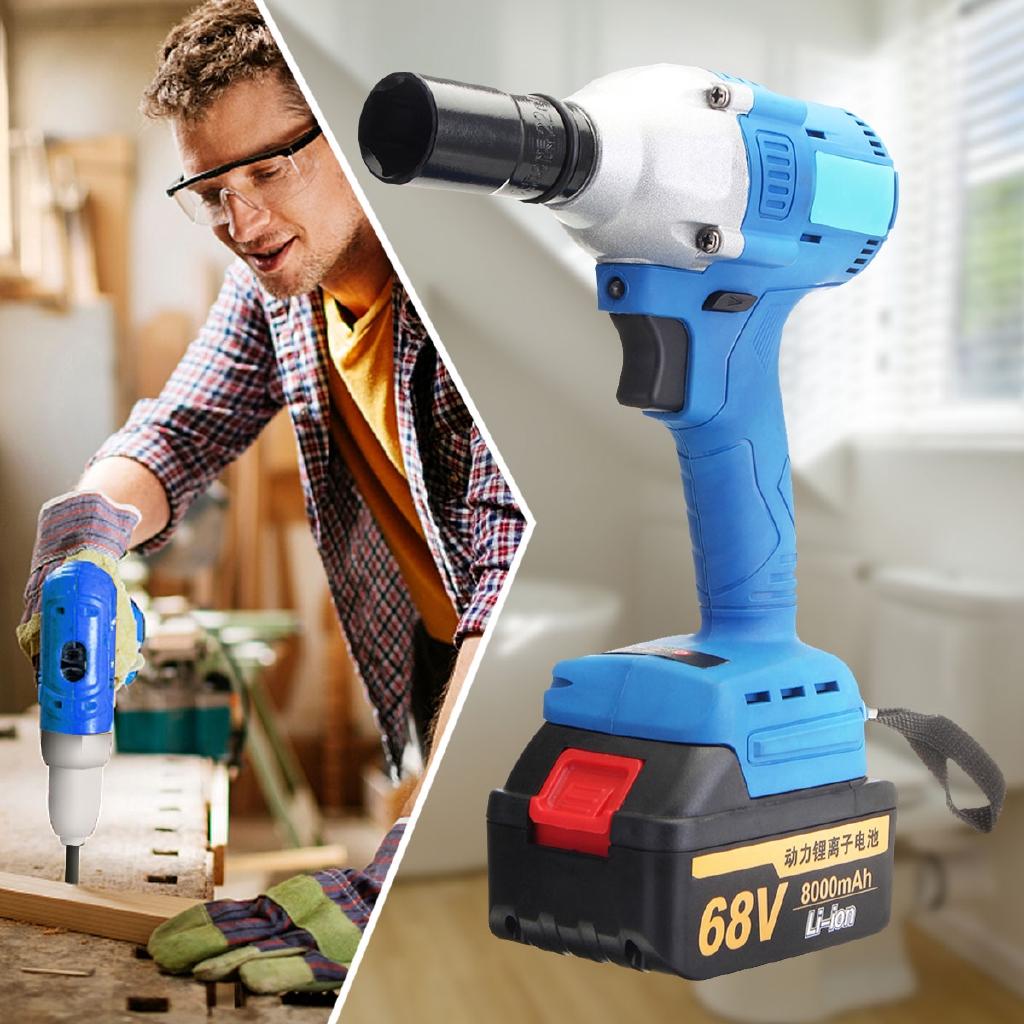 AC 100V-240V 330Nm Cordless Lithium-Ion Electric Impact Wrench Brushless Motor 2 Battery - intl