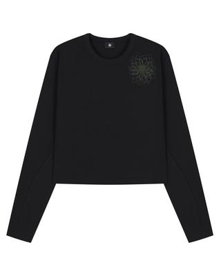 Heojin Disstored Flower Crop Long Sleeve_Black (Thumb Hole)