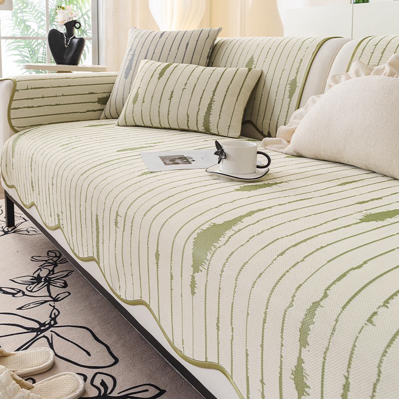 Special-Shaped Summer Ice Silk Sofa Cushion Summer Mat Seat Cushion Fixed Non-Slip Sofa Cover New Cover