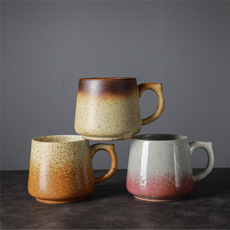 Ceramic Japanese Coarse Pottery Cup Retro Home Coffee Cup Creative Water Cup Breakfast Cup Ceramic Gift Cup
