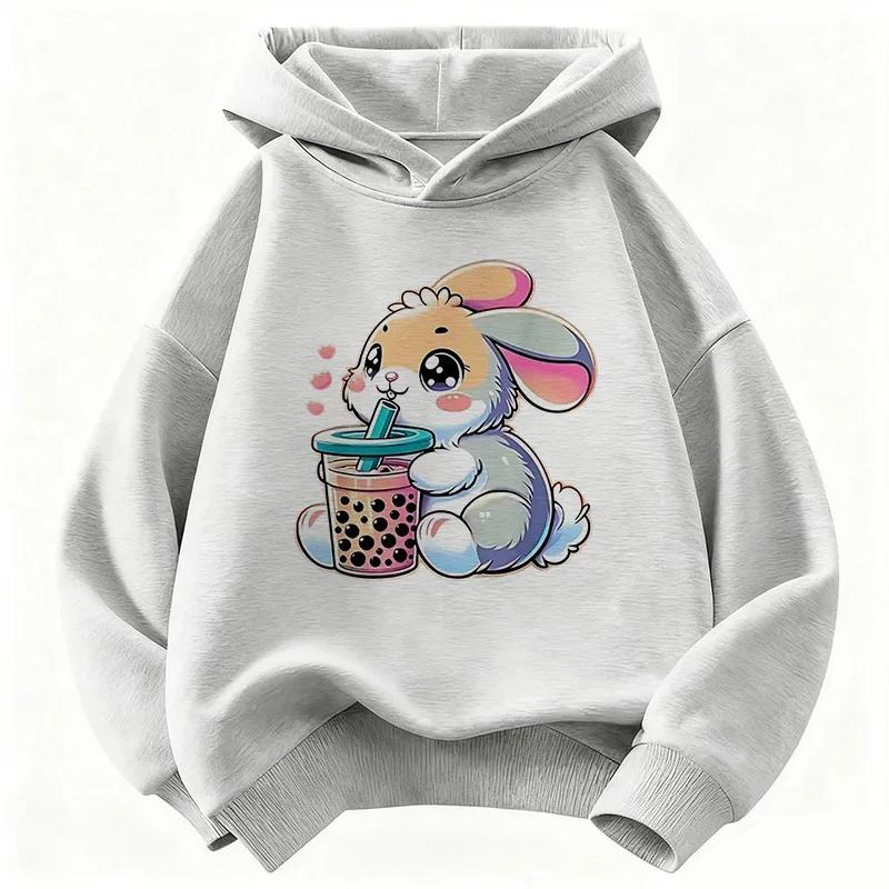 2026 Cute Rabbit Graphic Hoodie Kids Children's Sweatshirt Hoody for Boys Girls Casual Hoodies Clothes