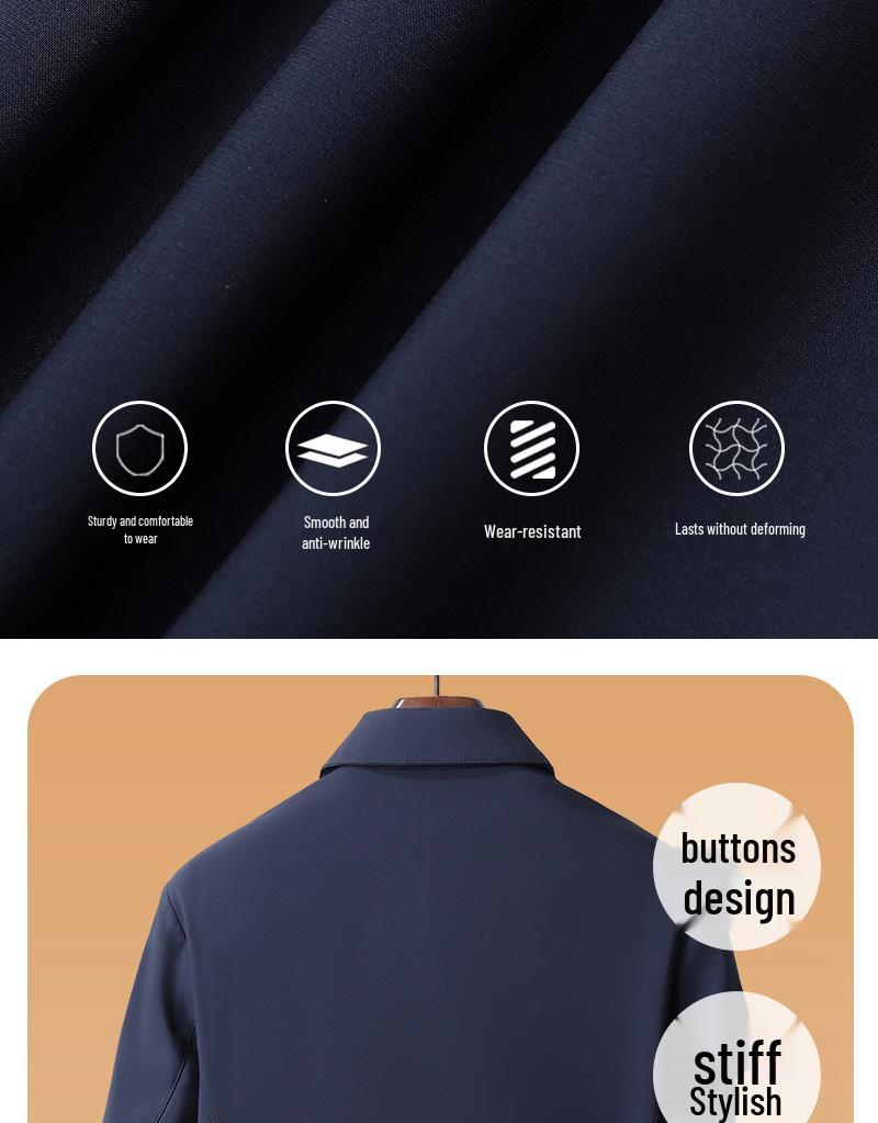 Men's Wear-Resistant Casual Jacket for Spring and Autumn - Middle-aged and Elderly Styles