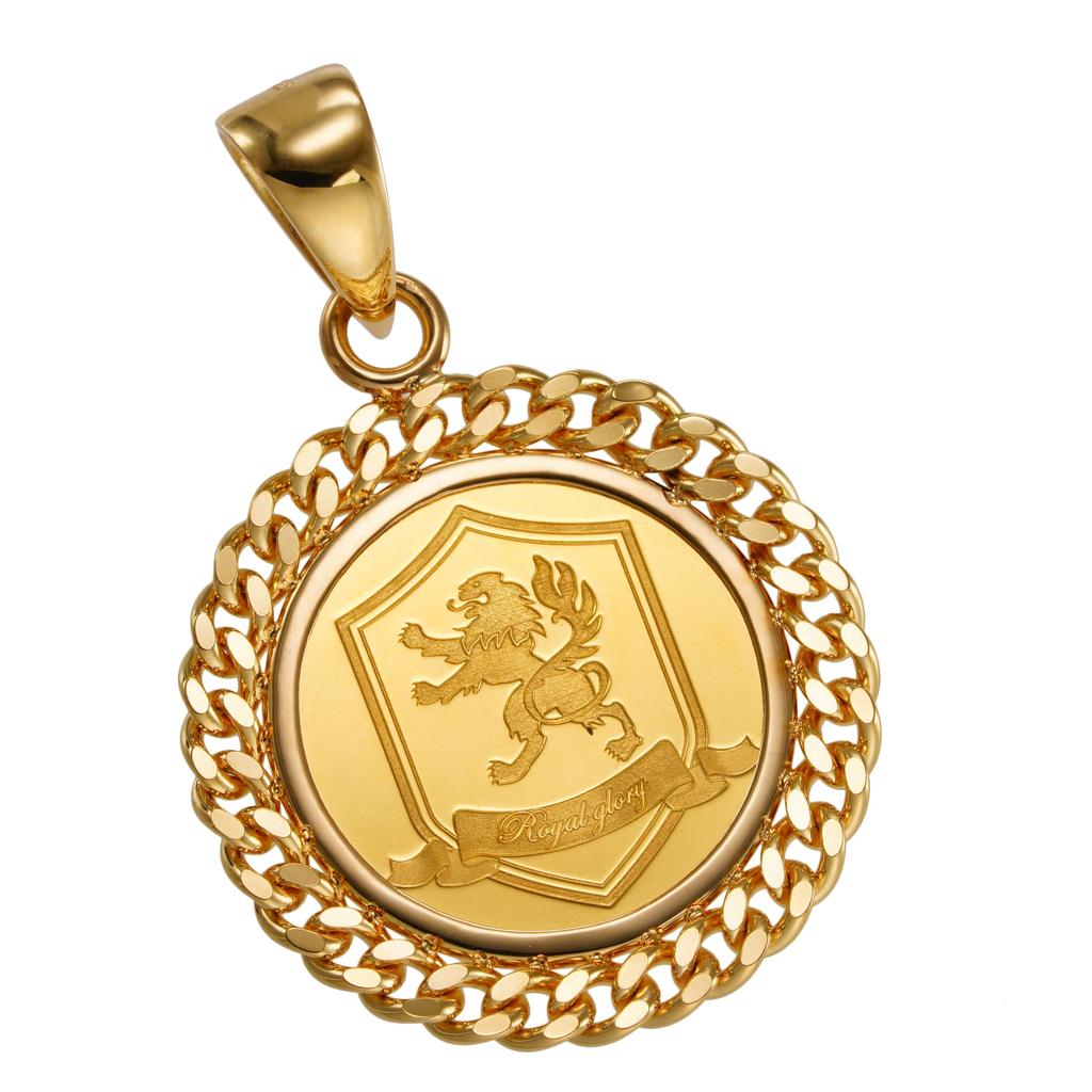 K24 Pure Gold Coin Pendant Top Crown Cut Kihei Frame K18 Engraved [SPERANZA] 1/25oz 2-sided