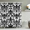 Classic Black White Damask Shower Curtain Set For Bathrooms Decorative Bathtub Cover With Rod (180X240 Cm)