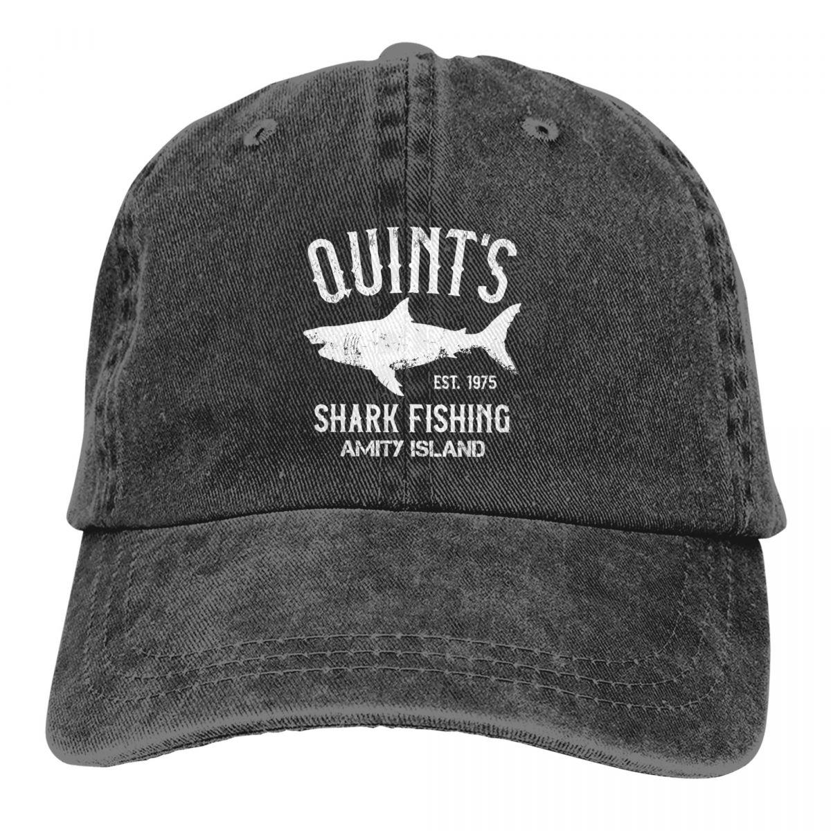 

Бейсболки Quint s Shark Fishing Винтажные Потертые Выстиранные Остров Эмити 1975 Челюсти Головной убор Унисекс Уличные Мягкие Шляпы Кепка Adjustable