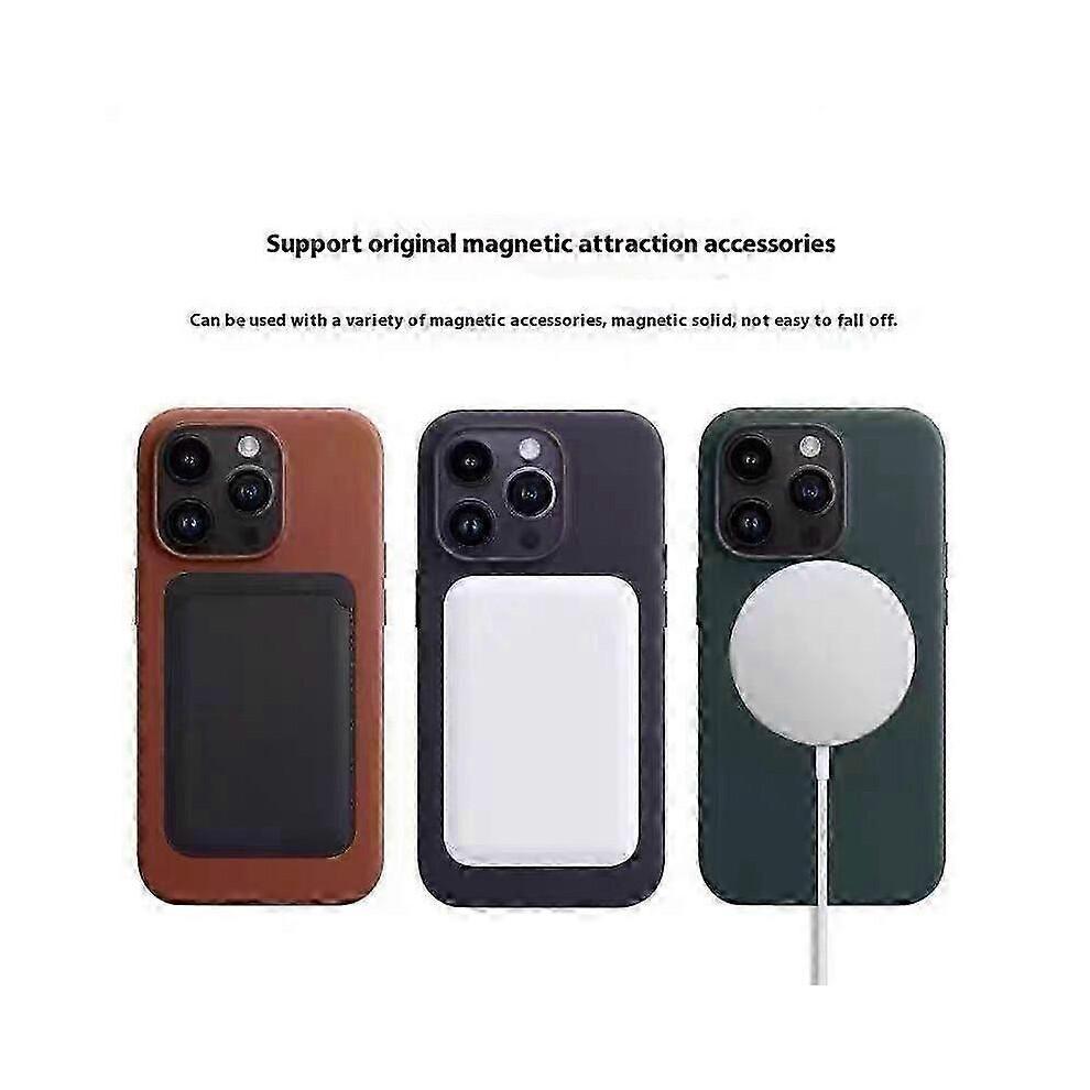 (Zielony, wielokolorowy) Etui do iPhone 14 Pro Kompatybilne z MagSafe PU PC Tylna Osłona Telefonu z Logo - Zielony